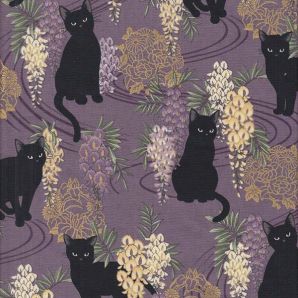 Japanese Black Cat - Violett Golddruck