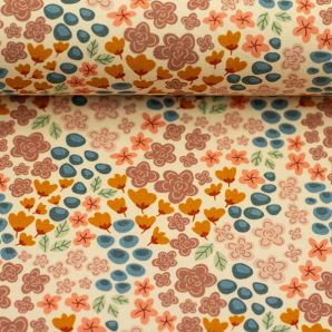 Jersey Mini Fleurs - Cremeweiß