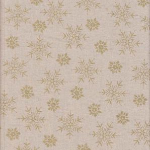 Deko Leinenmix Eiskristalle - Natur/Goldprint