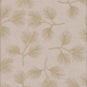Deko Leinenmix Kiefernwald - Natur/Goldprint
