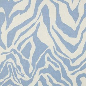 Reststück Leinen Viskose  Animalprint - Cremeweiß/Hellblau - 2.Wahl