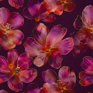 Leinenmix Blumen - Dunkelrot