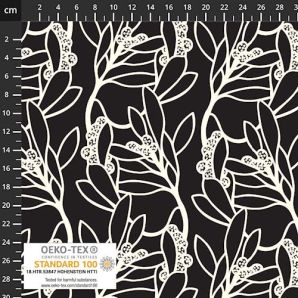 Viscose Twill Light & Lush Flower - Black&White