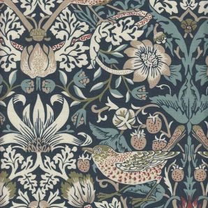 Deko Canvas Morris Strawberry Thief - Blau/Cremeweiss