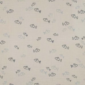Double Musselin Little Fish - Cremeweiß
