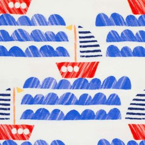 Jersey Segelbote - Cremeweiß/Blau