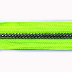 Endlos Reißverschluss metallisiert - Neongelb Hell mit Silberspirale