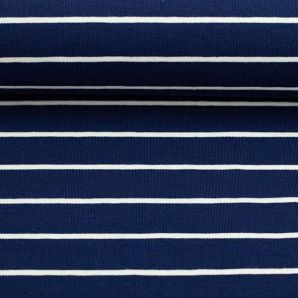 Reststück Jersey Orkney Stripe - Dunkelblau/Weiß