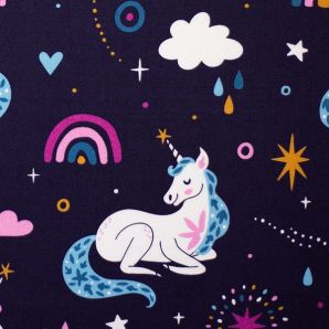 Popeline Magic Einhorn - Dunkelblau
