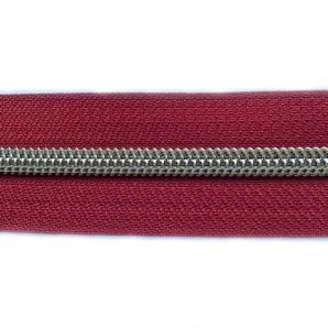 Endlos Reißverschluss metallisiert - Dunkelrot