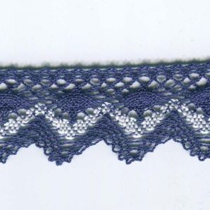 Spitze Zickzack 35mm - Blau/Weiss