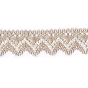 Spitze Zickzack 35mm - Natur/Weiss