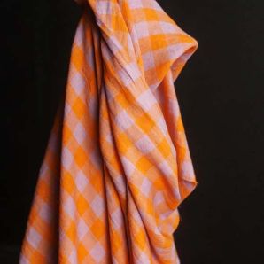 Reststück Merchant & Mills Linen Sweet Slice Gingham - Lilac/Orange