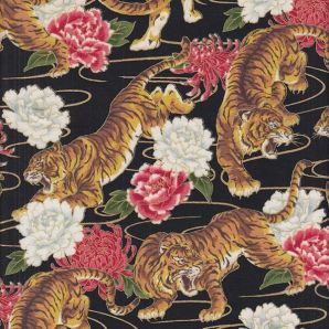 Tiger & Roses - Schwarz / Golddruck