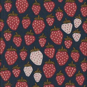 Reststück Under the Apple Tree Canvas Leinen Queen of Berries - Blue