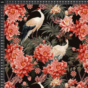 Viskose Jersey Kraniche - Schwarz