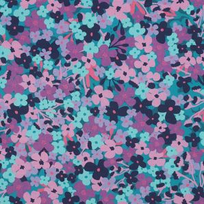 Wachstuch Retro Flower - Türkis/Violett