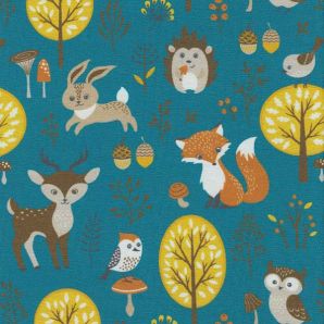 Reststück Jersey Waldtiere - Petrol