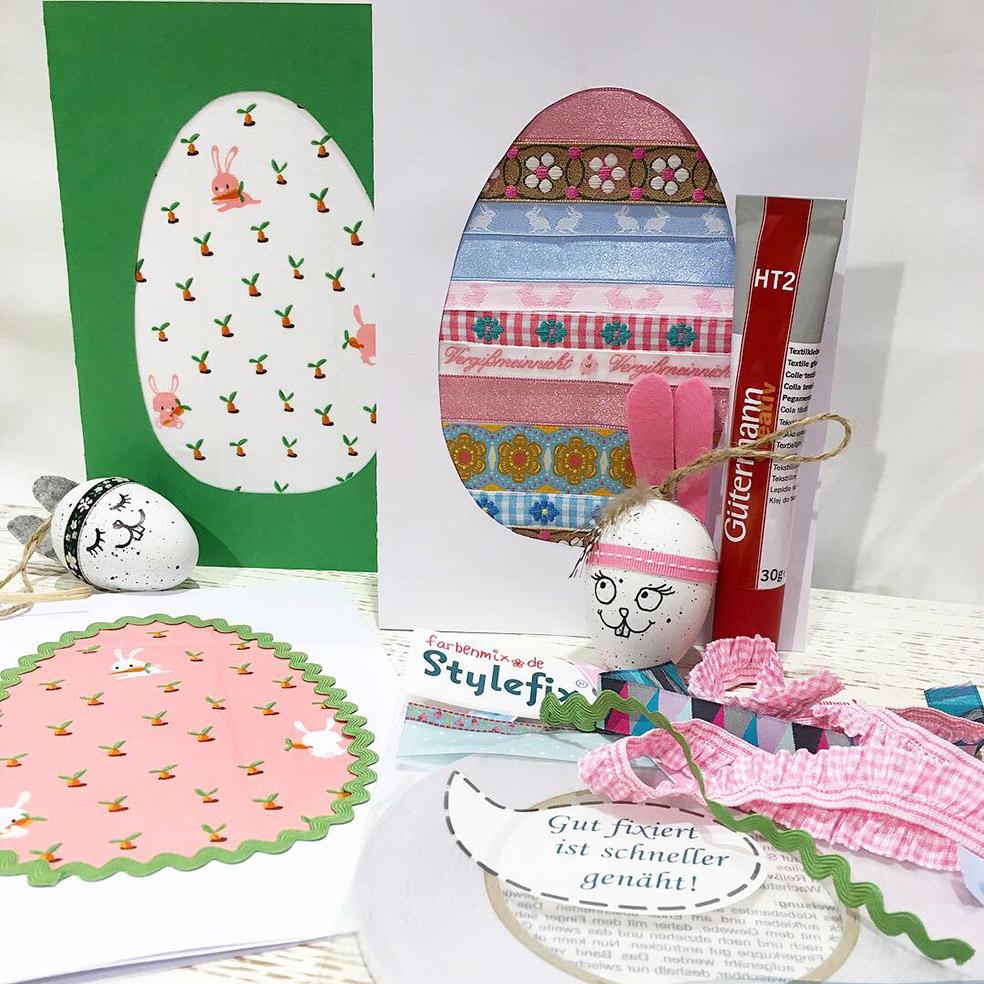 Hübsche Oster-Karten mit Zierbändern